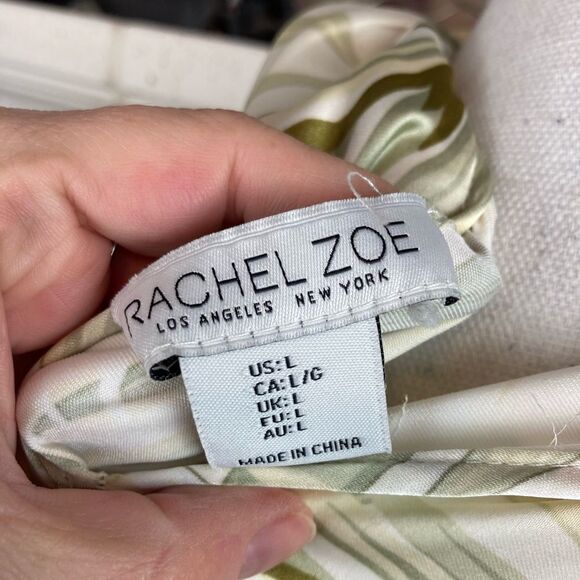 Rachel Zoe glamorous back tie neck bow cream w/green plants - Picture 6 of 7